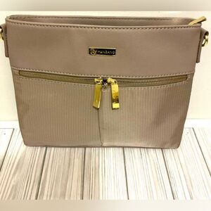 Beige Women's Beige Bag with Gold Accents